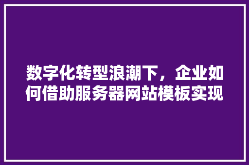 数字化转型浪潮下，企业如何借助服务器网站模板实现高效发展