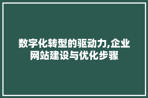 数字化转型的驱动力,企业网站建设与优化步骤