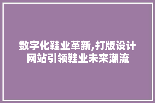 数字化鞋业革新,打版设计网站引领鞋业未来潮流