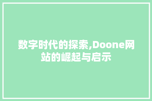 数字时代的探索,Doone网站的崛起与启示