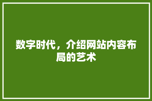 数字时代，介绍网站内容布局的艺术