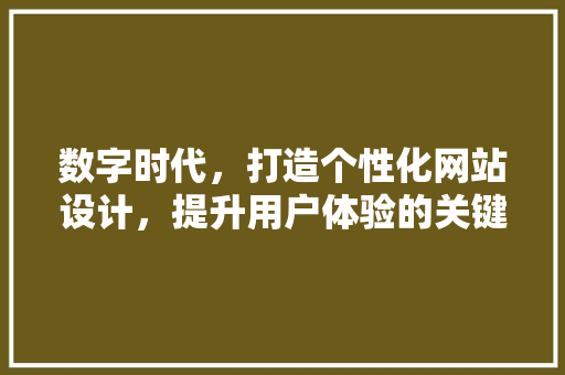 数字时代，打造个性化网站设计，提升用户体验的关键步骤