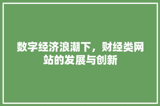 数字经济浪潮下，财经类网站的发展与创新