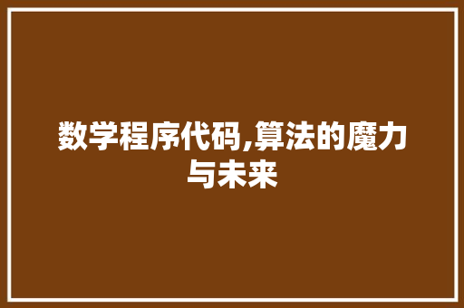 数学程序代码,算法的魔力与未来