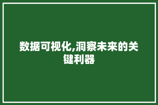 数据可视化,洞察未来的关键利器
