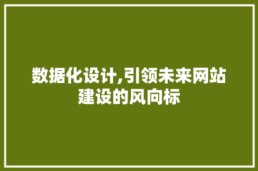 数据化设计,引领未来网站建设的风向标