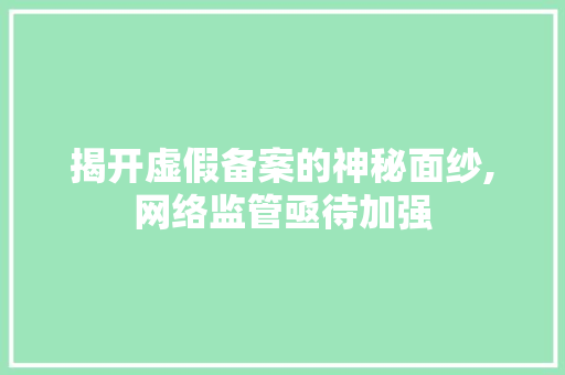 揭开虚假备案的神秘面纱,网络监管亟待加强