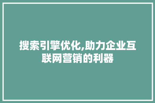 搜索引擎优化,助力企业互联网营销的利器