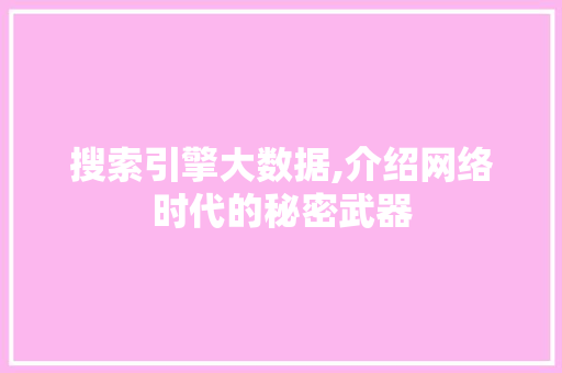 搜索引擎大数据,介绍网络时代的秘密武器 搜索引擎大数据,介绍网络时代的秘密武器 SEO关键词