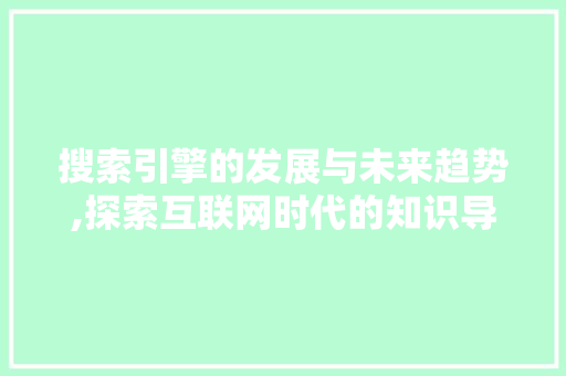 搜索引擎的发展与未来趋势,探索互联网时代的知识导航