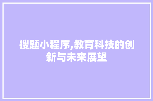 搜题小程序,教育科技的创新与未来展望