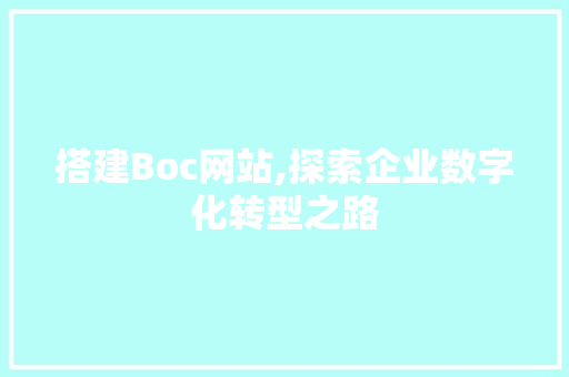 搭建Boc网站,探索企业数字化转型之路