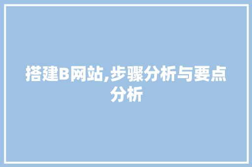 搭建B网站,步骤分析与要点分析 搭建B网站,步骤分析与要点分析 网站建设公司