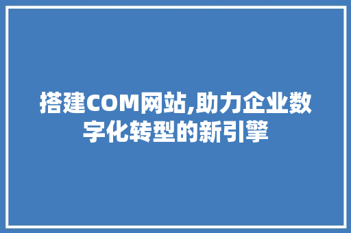 搭建COM网站,助力企业数字化转型的新引擎