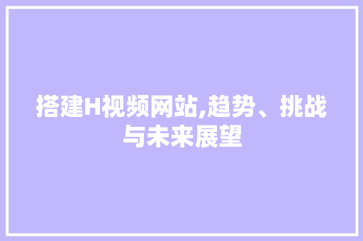 搭建H视频网站,趋势、挑战与未来展望 搭建H视频网站,趋势、挑战与未来展望 神马SEO