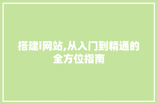 搭建i网站,从入门到精通的全方位指南