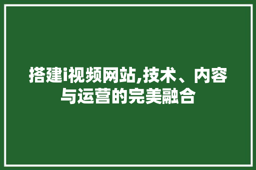 搭建i视频网站,技术、内容与运营的完美融合 搭建i视频网站,技术、内容与运营的完美融合 神马SEO