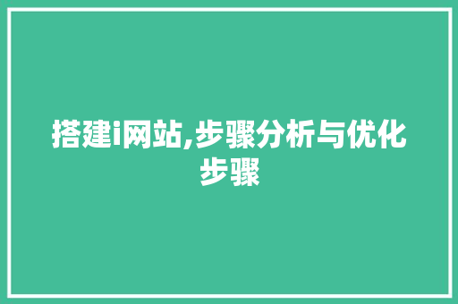 搭建i网站,步骤分析与优化步骤 搭建i网站,步骤分析与优化步骤 必应SEO