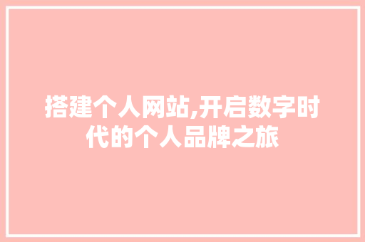 搭建个人网站,开启数字时代的个人品牌之旅