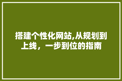 搭建个性化网站,从规划到上线，一步到位的指南