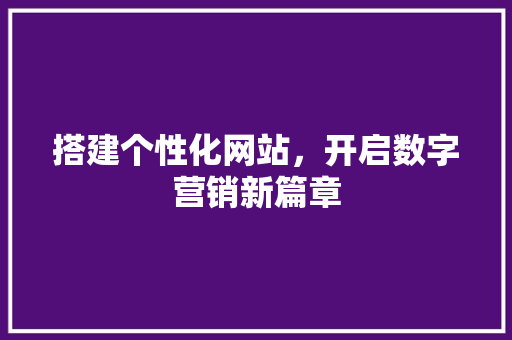 搭建个性化网站，开启数字营销新篇章