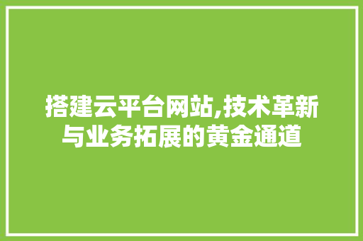 搭建云平台网站,技术革新与业务拓展的黄金通道