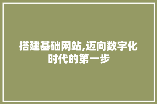搭建基础网站,迈向数字化时代的第一步