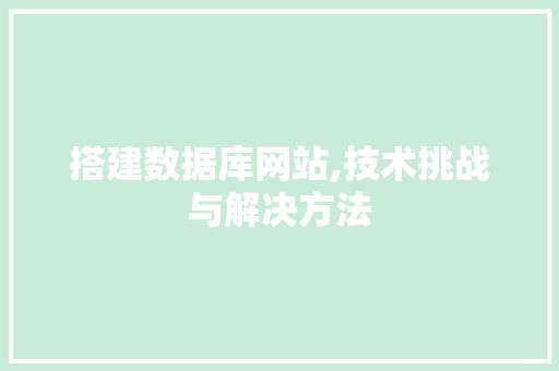搭建数据库网站,技术挑战与解决方法