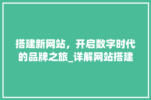搭建新网站，开启数字时代的品牌之旅_详解网站搭建流程