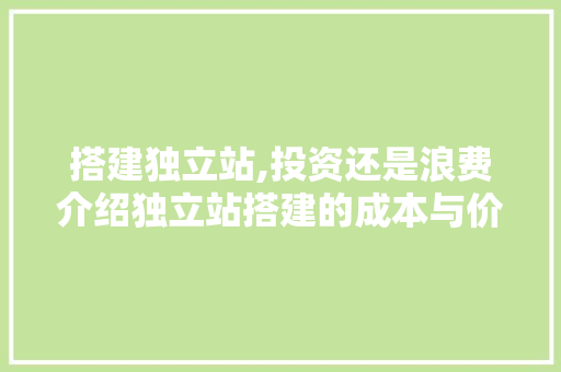 搭建独立站,投资还是浪费介绍独立站搭建的成本与价值