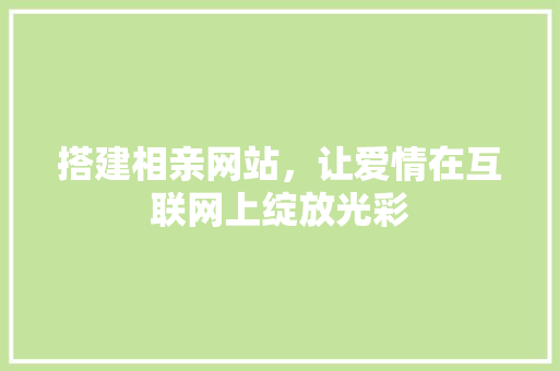 搭建相亲网站，让爱情在互联网上绽放光彩