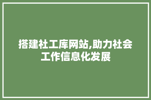 搭建社工库网站,助力社会工作信息化发展