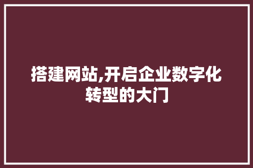 搭建网站,开启企业数字化转型的大门