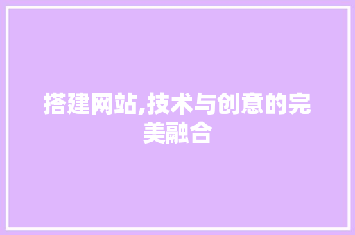 搭建网站,技术与创意的完美融合
