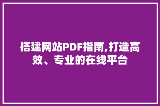 搭建网站PDF指南,打造高效、专业的在线平台