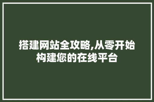搭建网站全攻略,从零开始构建您的在线平台 搭建网站全攻略,从零开始构建您的在线平台 网站建设公司