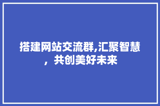搭建网站交流群,汇聚智慧，共创美好未来