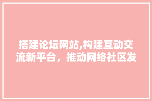 搭建论坛网站,构建互动交流新平台，推动网络社区发展