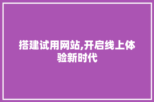 搭建试用网站,开启线上体验新时代