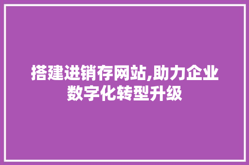 搭建进销存网站,助力企业数字化转型升级 搭建进销存网站,助力企业数字化转型升级 网站建设公司