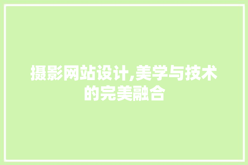 摄影网站设计,美学与技术的完美融合