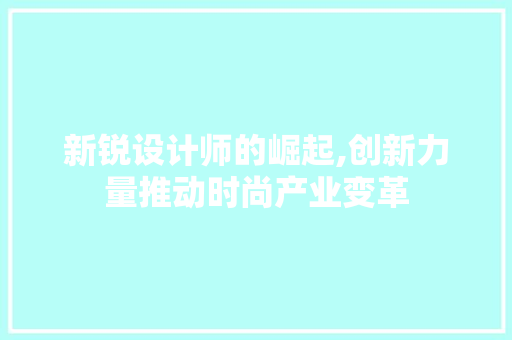 新锐设计师的崛起,创新力量推动时尚产业变革