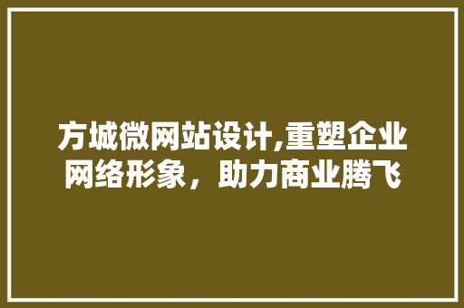 方城微网站设计,重塑企业网络形象，助力商业腾飞