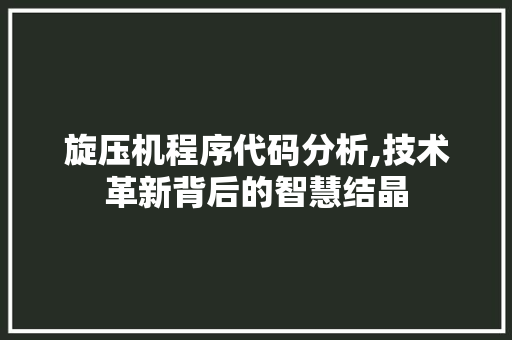 旋压机程序代码分析,技术革新背后的智慧结晶