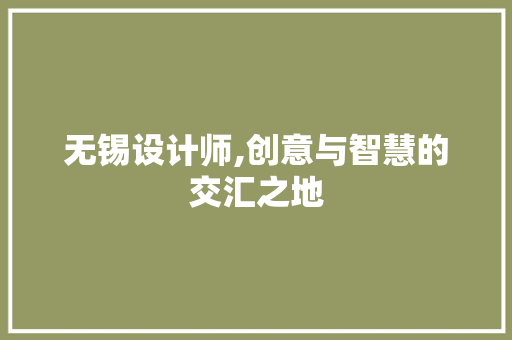 无锡设计师,创意与智慧的交汇之地