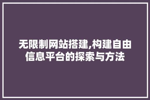 无限制网站搭建,构建自由信息平台的探索与方法