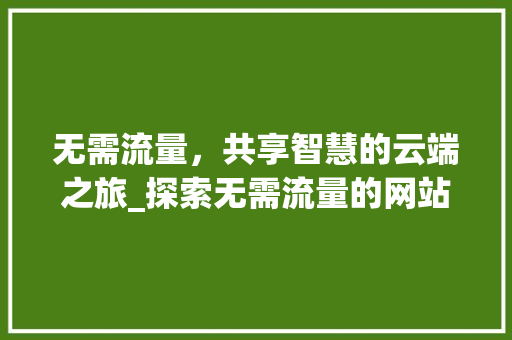无需流量，共享智慧的云端之旅_探索无需流量的网站魅力