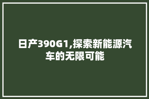 日产390G1,探索新能源汽车的无限可能