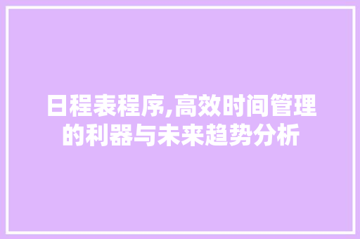 日程表程序,高效时间管理的利器与未来趋势分析