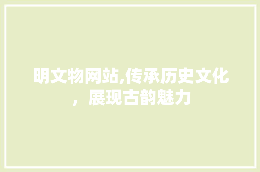 明文物网站,传承历史文化，展现古韵魅力